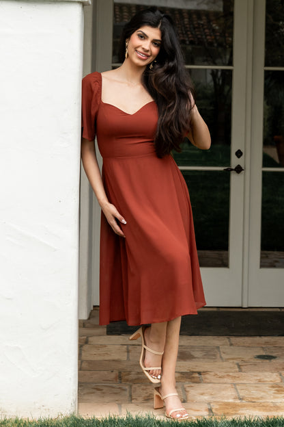 Colette Sweetheart Midi Dress Cinnamon