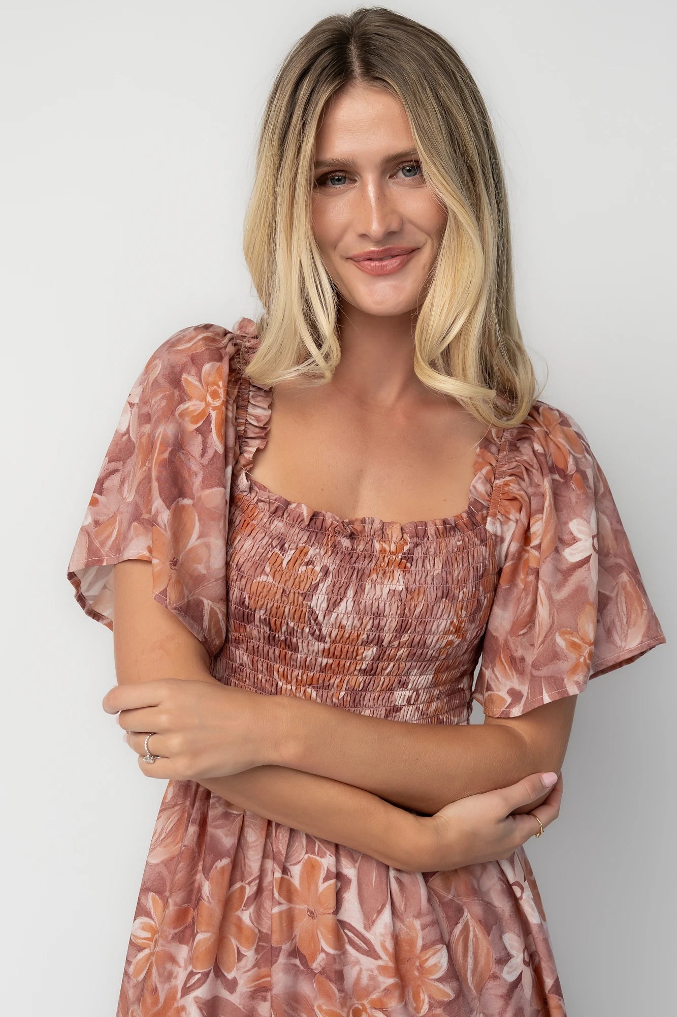 Southampton Smocked Maxi Dress | Dusty Mauve Floral