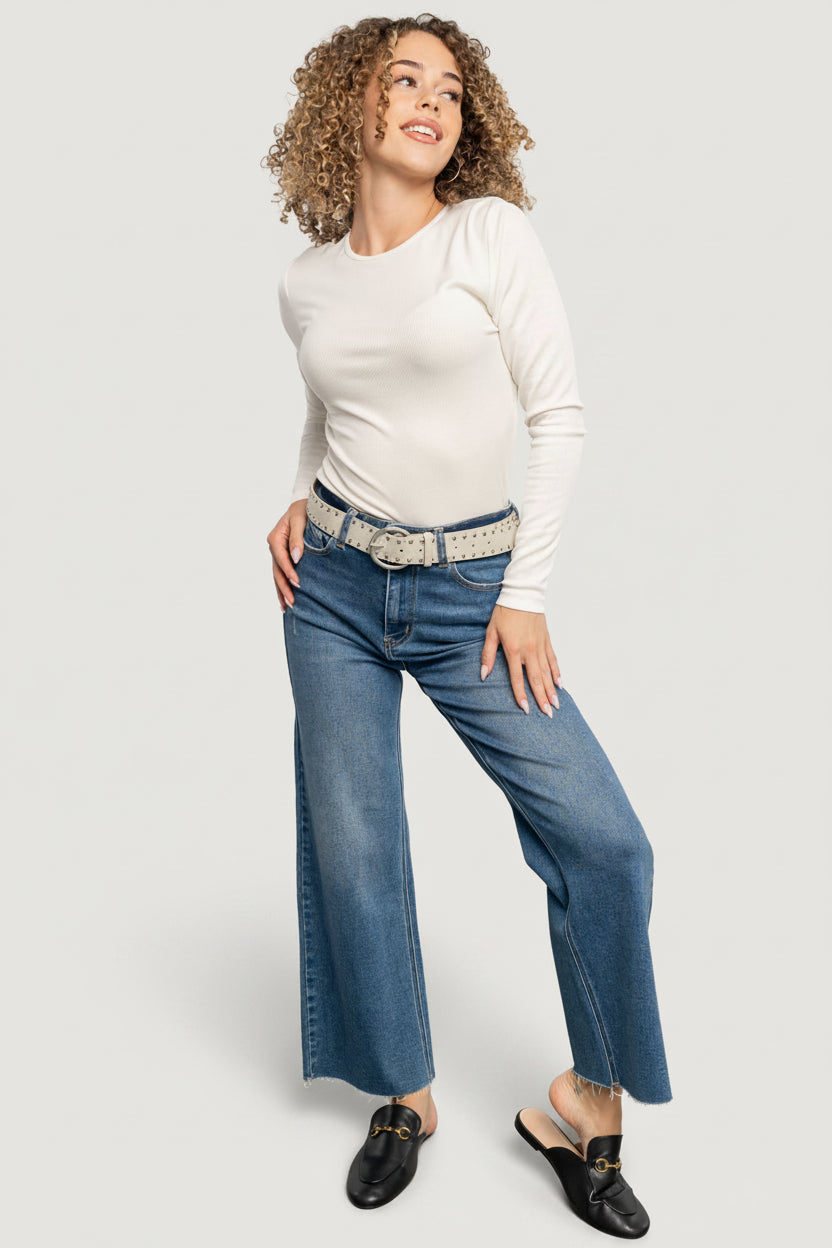 Harvey Metallic Faux Leather Belt | Greige