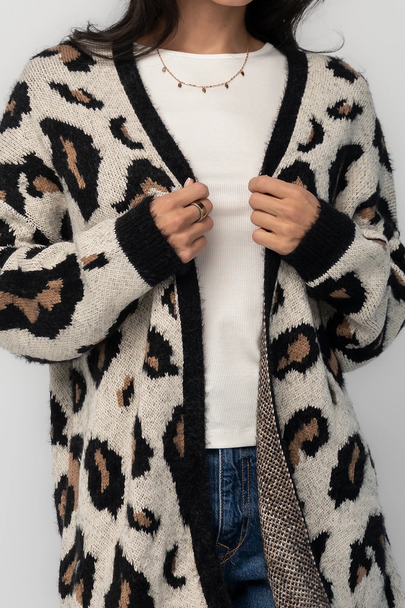 Jeter Open Cardigan | Leopard Print
