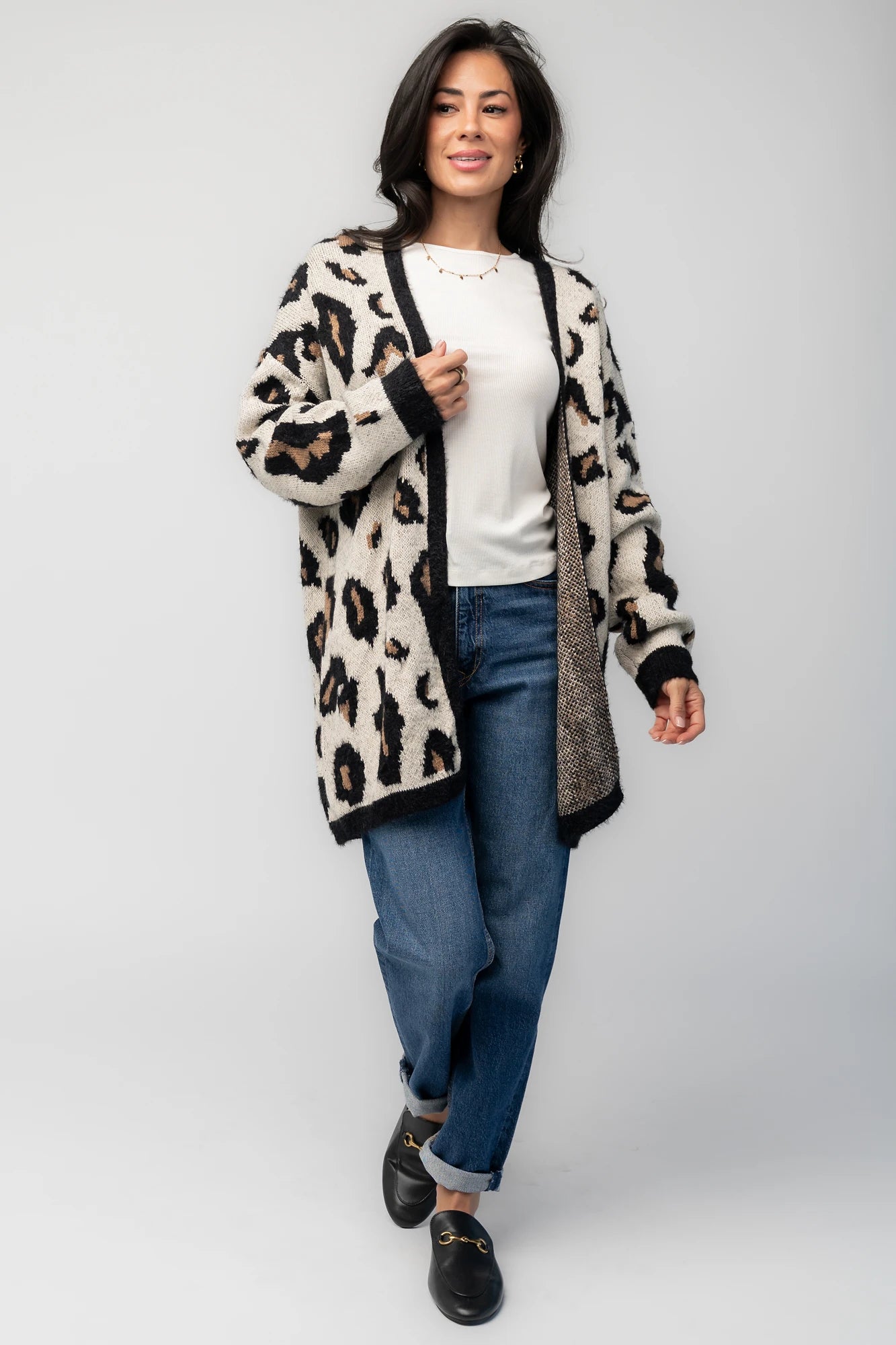 Jeter Open Cardigan | Leopard Print