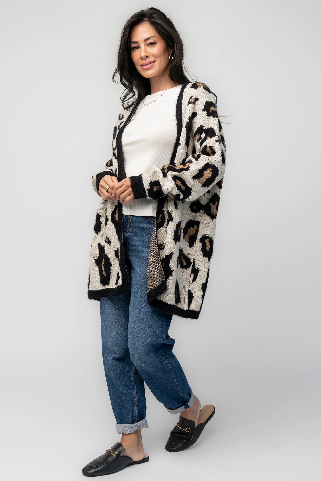 Jeter Open Cardigan | Leopard Print