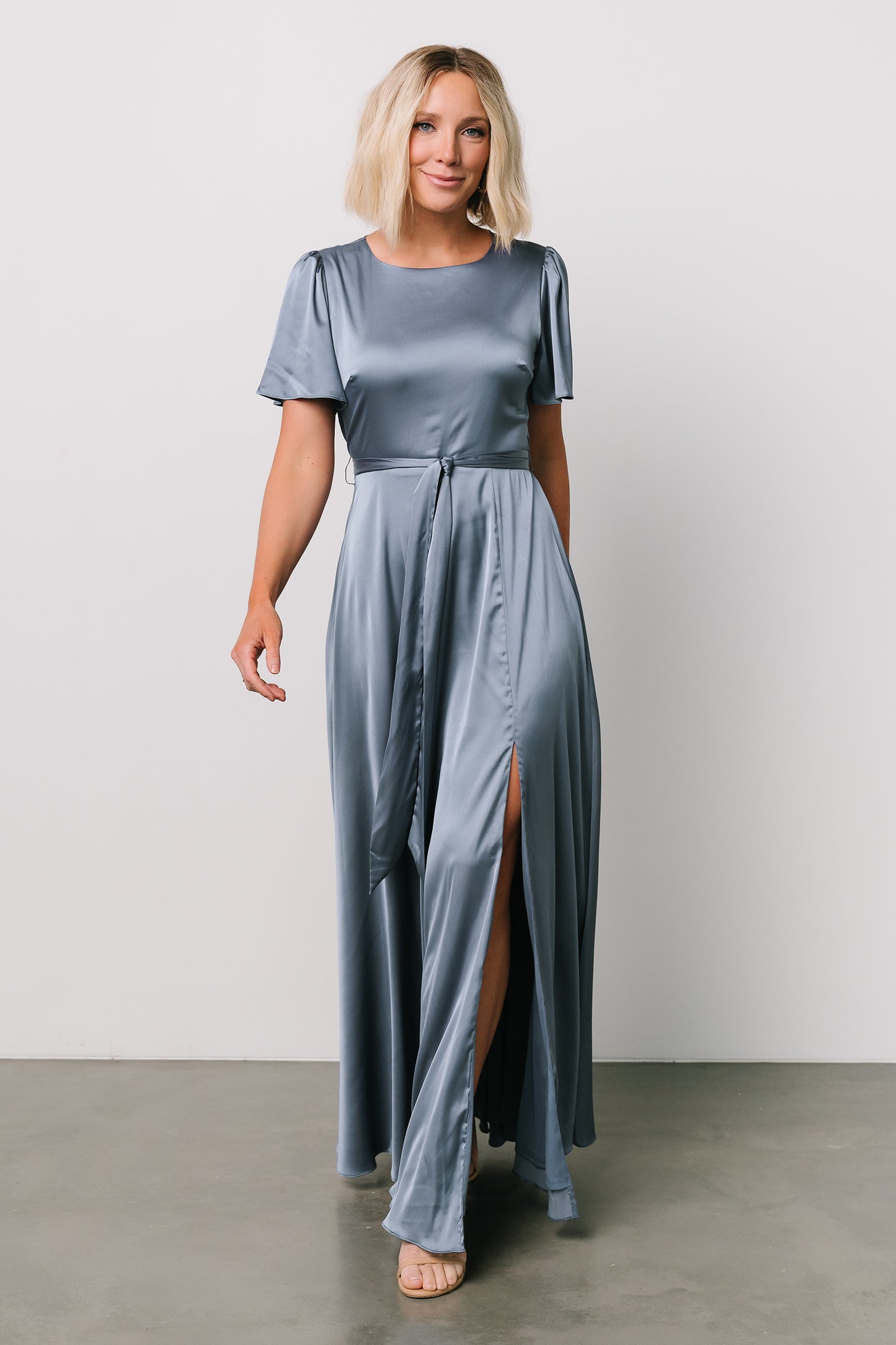 Agnes Satin Maxi Dress | Whisper Blue