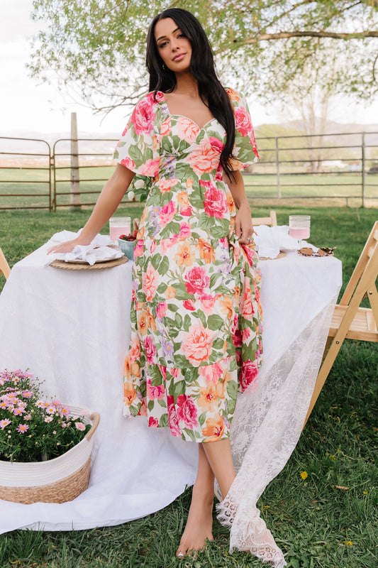 Paislee Midi Dress | Multi Floral