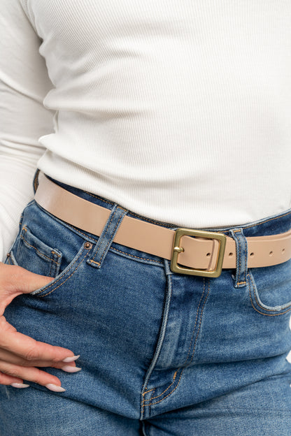Deborah Buckle Belt | Nude Beige
