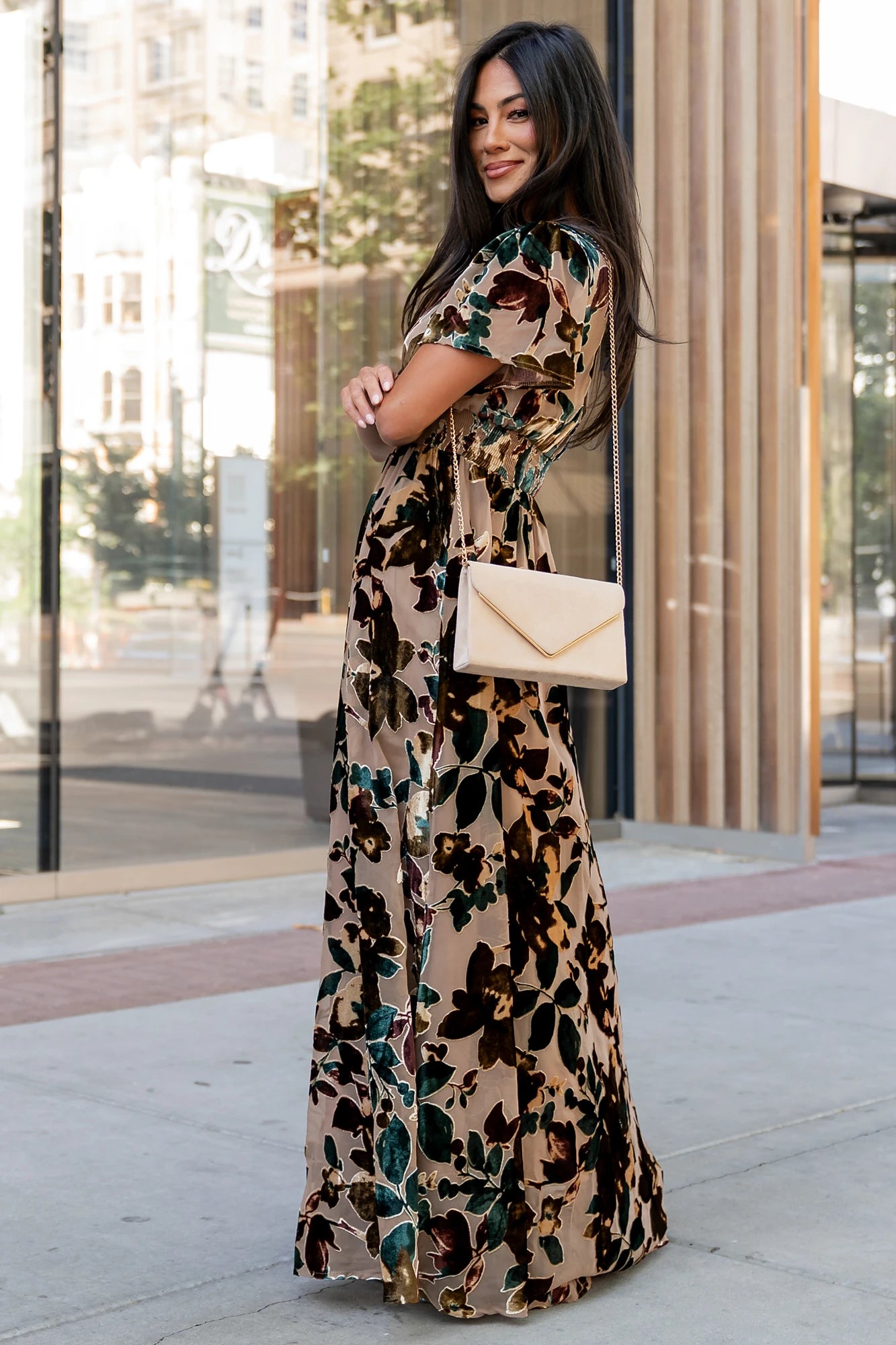 Valen Maxi Dress — Champagne Multi Velvet