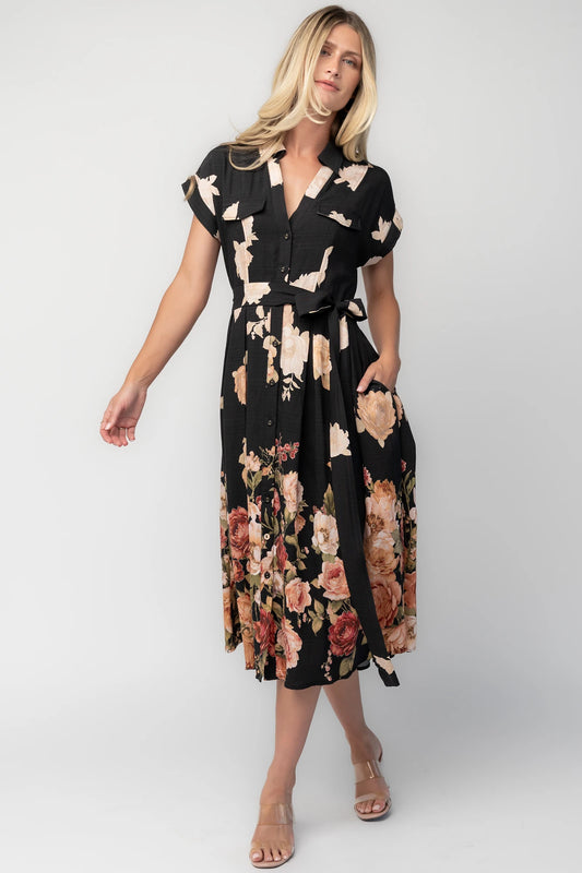 Pembroke Midi Dress | Black Floral