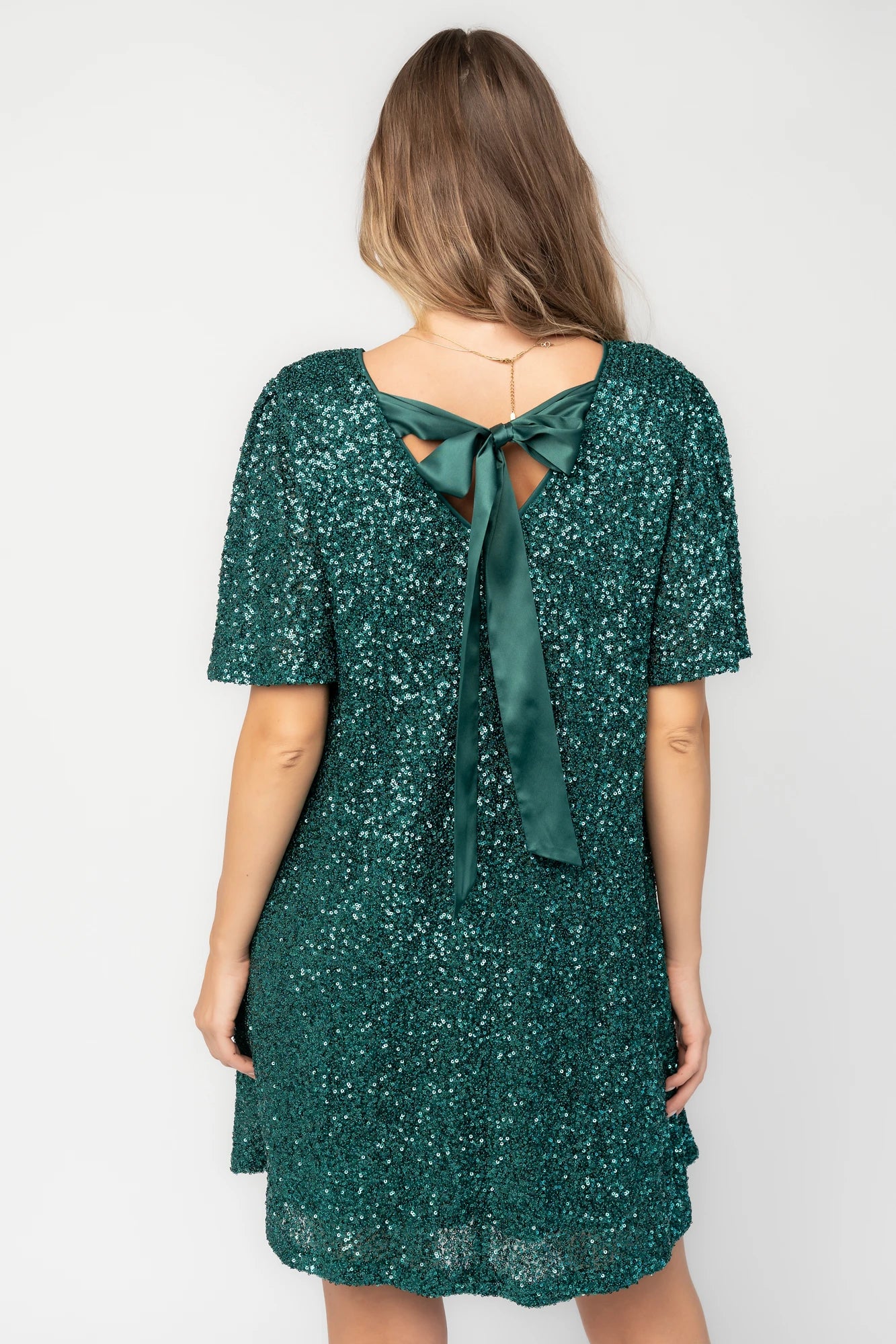Kimber Sequin Shift Dress | Emerald