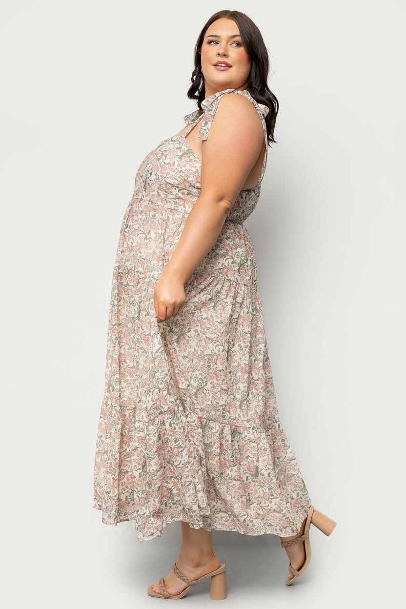 Baltic Born Womens Lelisa Shoulder Tie Dress | Cream Floral