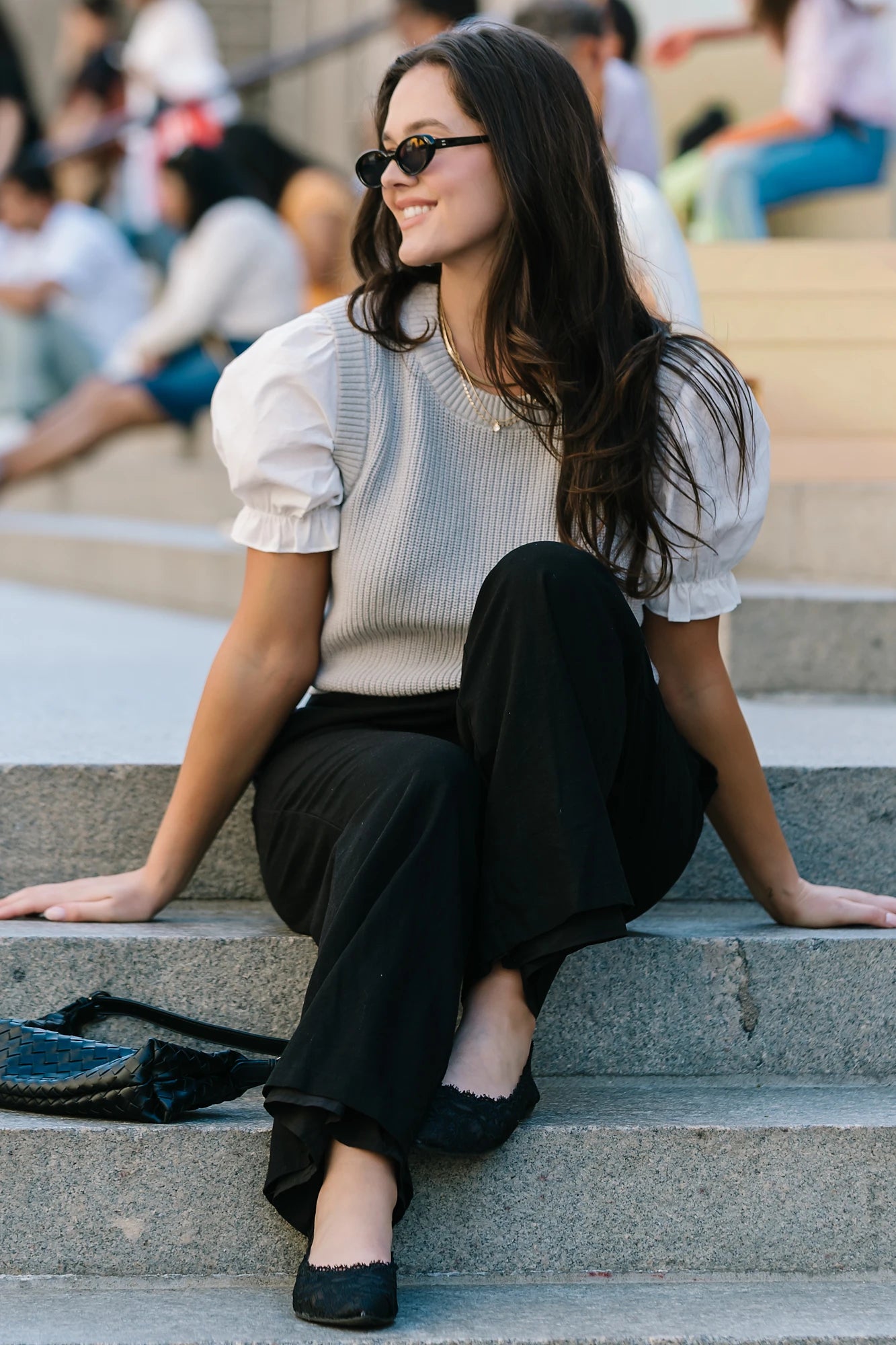 Taylor Puff Sleeve Top | Gray + Ivory