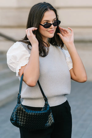 Taylor Puff Sleeve Top | Gray + Ivory