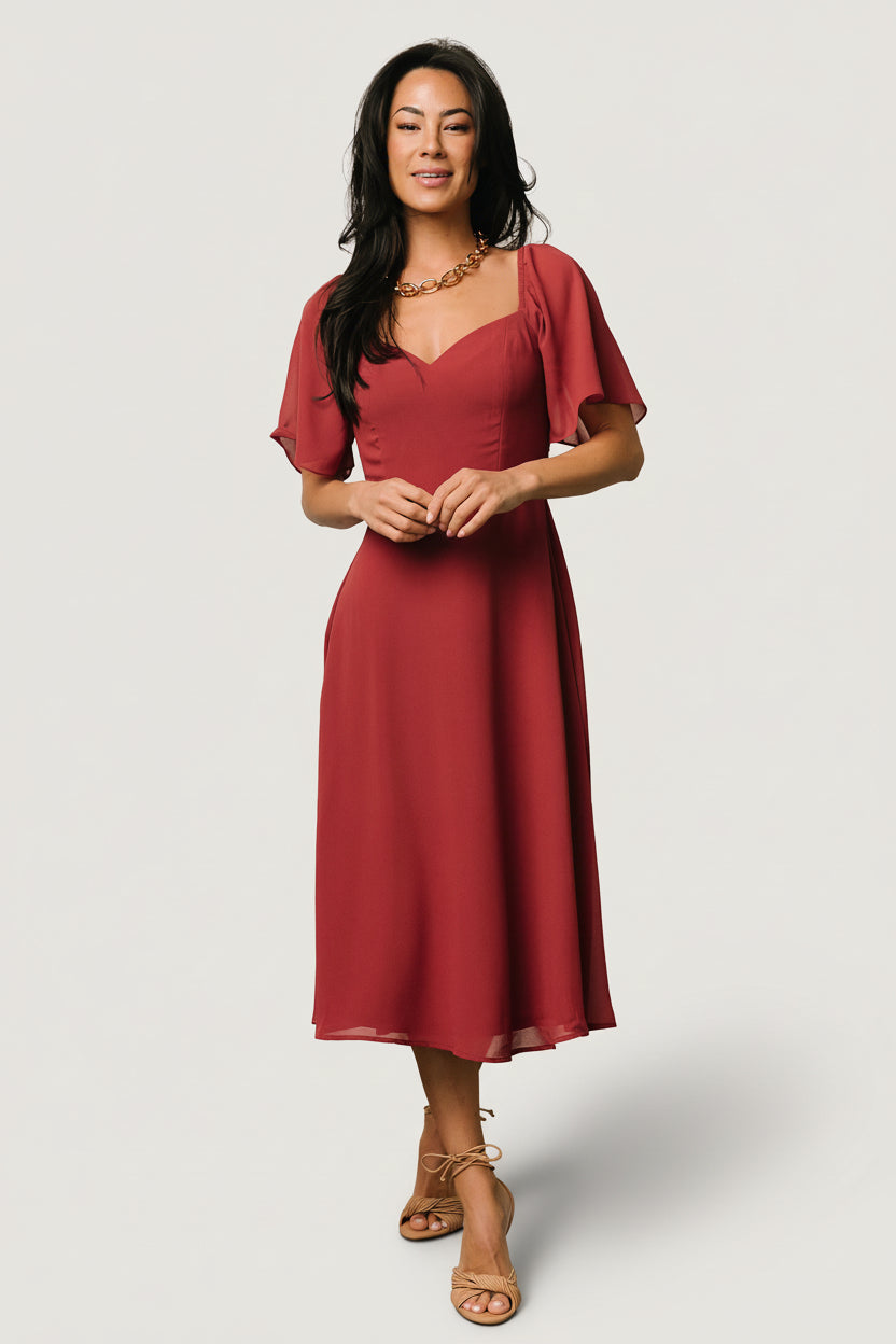 Baltic Born Womens Colette Sweetheart Midi Dress | Terracotta | Size: Small Baltic Born Womens Colette Sweetheart Midi Dress | Terracotta | Size: Small