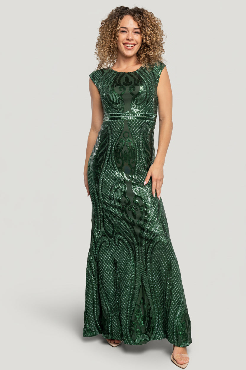 Baltic Born Womens Alessia Sequin Gown | Green | Size: XL Baltic Born Womens Alessia Sequin Gown | Green | Size: XL