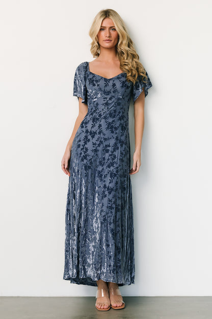 Everley Velvet Maxi Dress | Whisper Blue