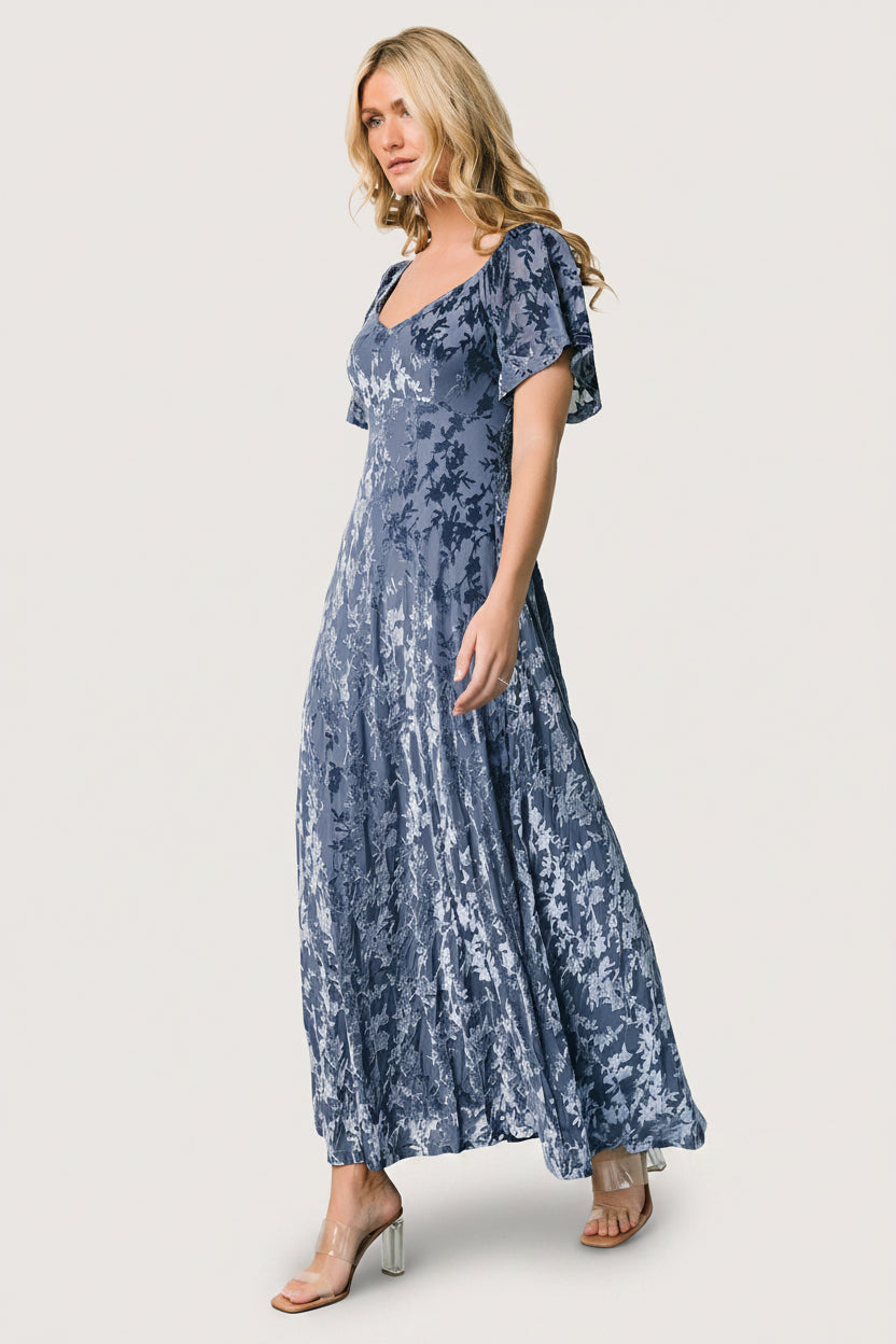 Everley Velvet Maxi Dress | Whisper Blue