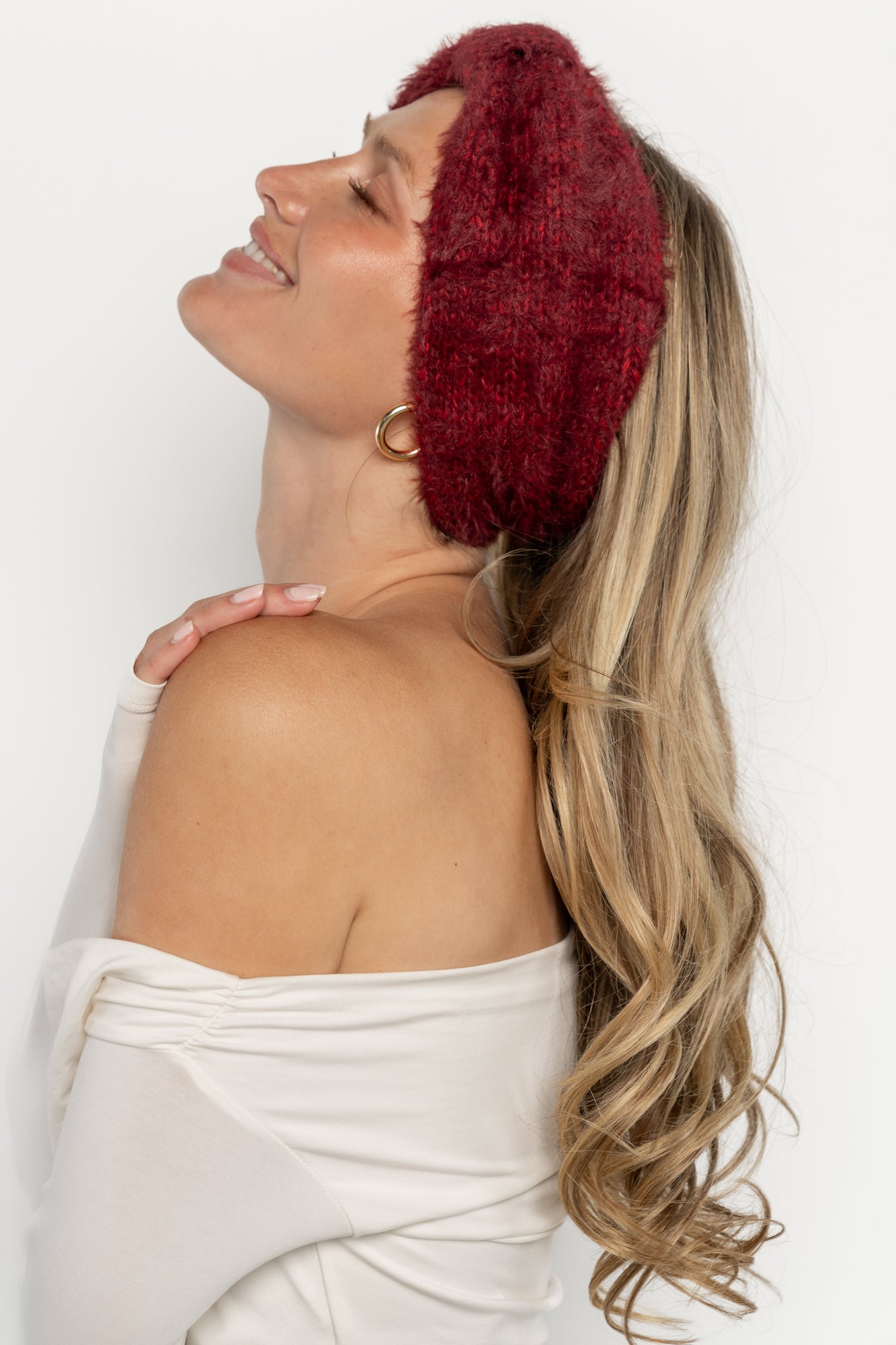 Harlowe Cozy Bow Headband | Burgundy