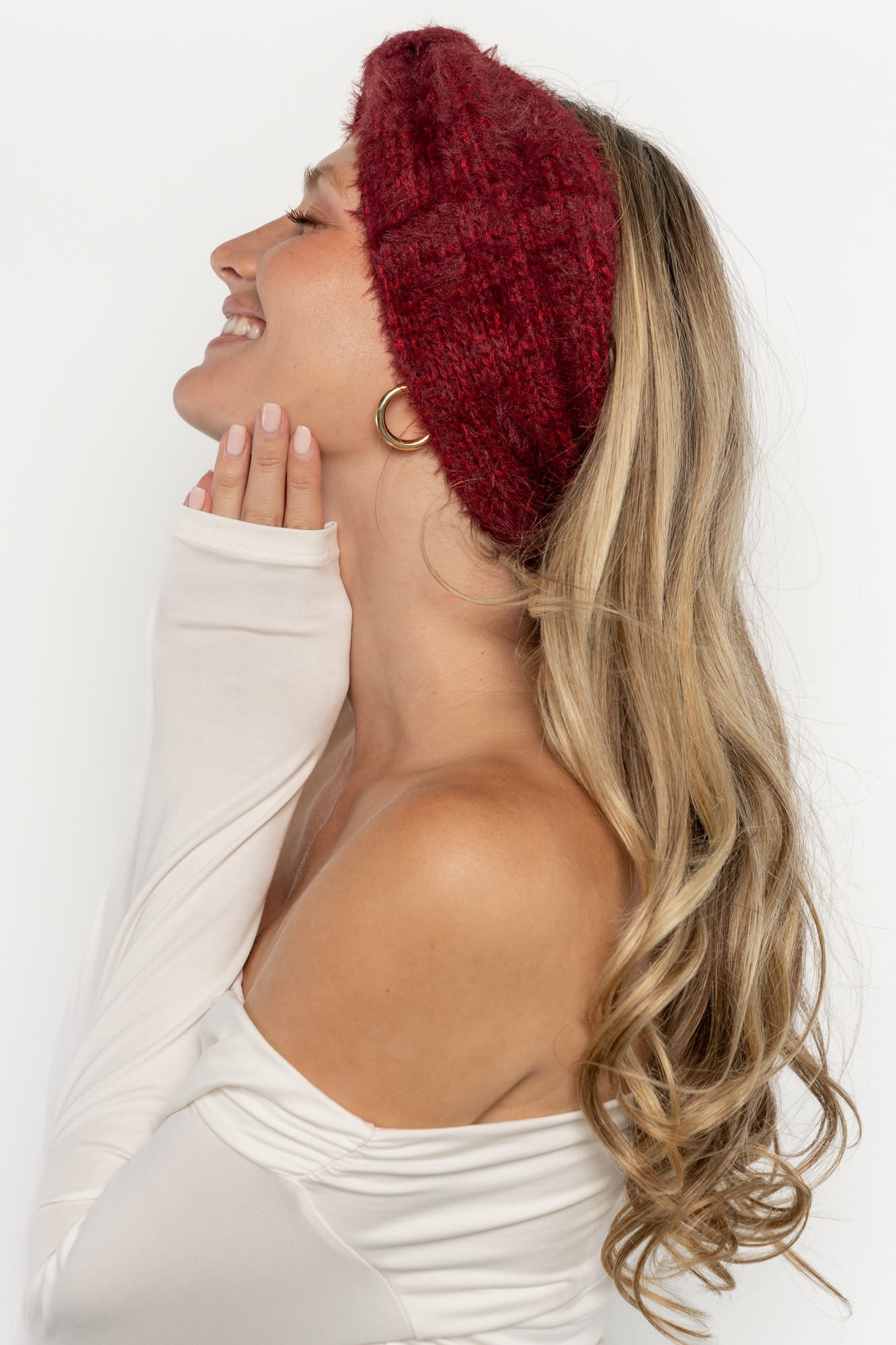 Harlowe Cozy Bow Headband | Burgundy