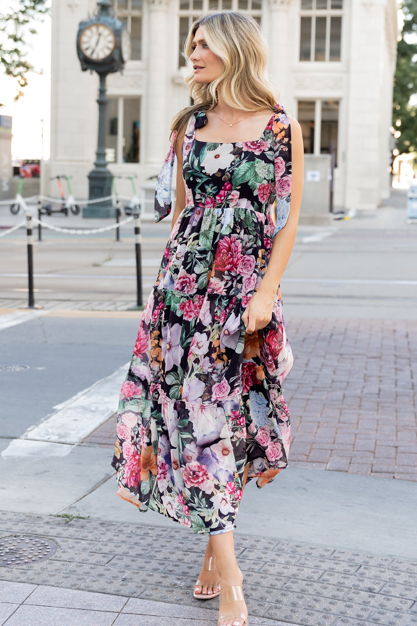 Baltic Born Womens Anita Maxi Dress | Black Multi Floral