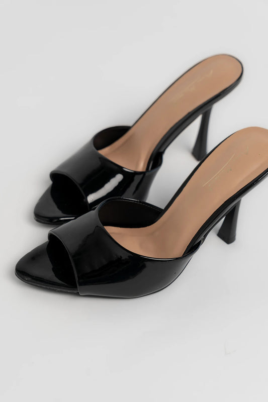 Becka Open Toe Mule Heel | Black