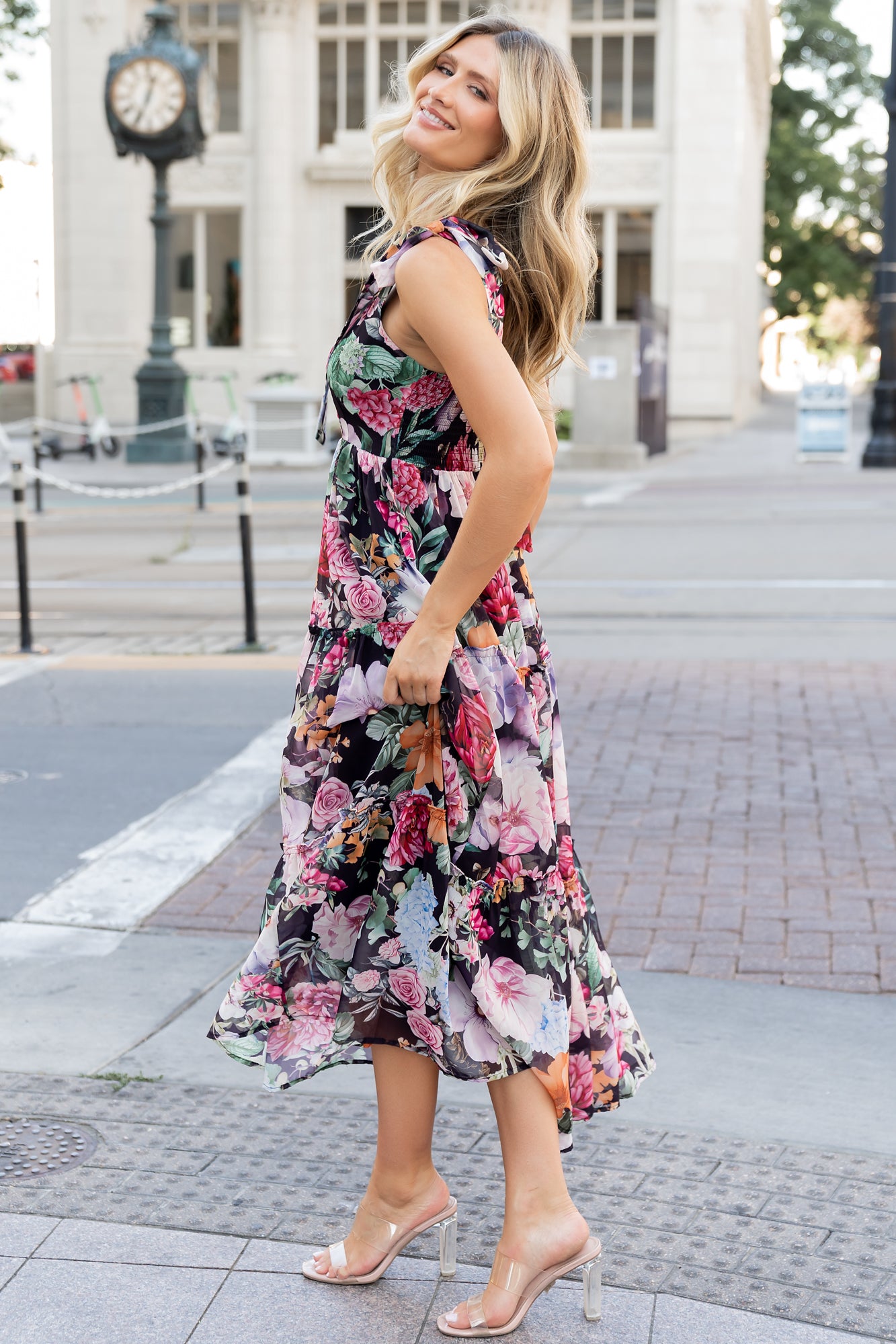 Baltic Born Womens Anita Maxi Dress | Black Multi Floral