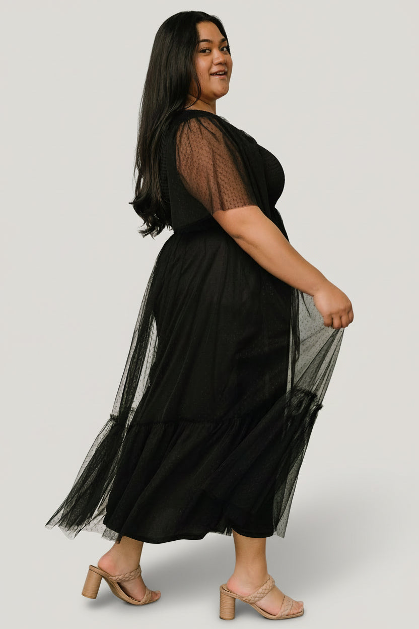 Baltic Born Womens Martha Smocked Tulle Dress | Black Baltic Born Womens Martha Smocked Tulle Dress | Black