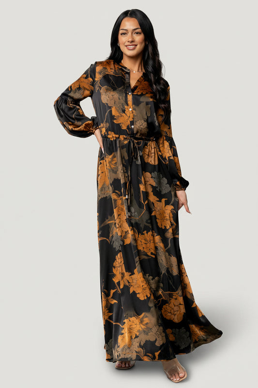 Helen Maxi Dress | Black + Gold