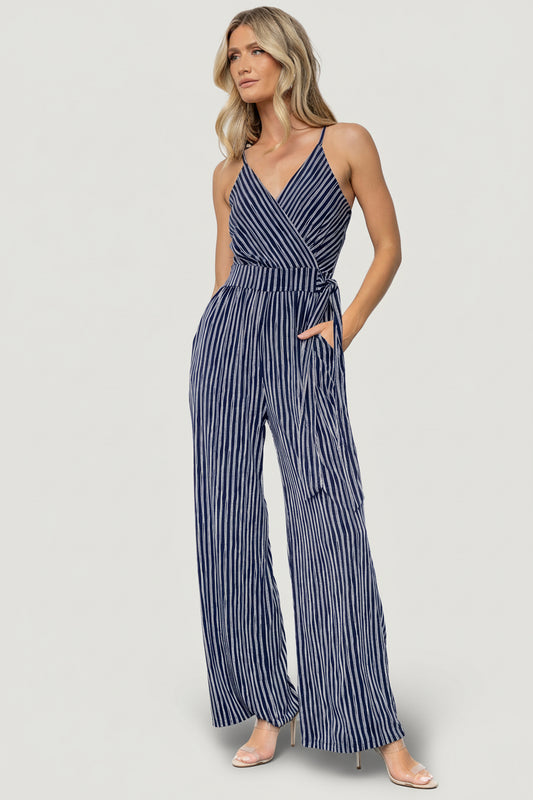Zuri Tank Jumpsuit | Navy Stripe
