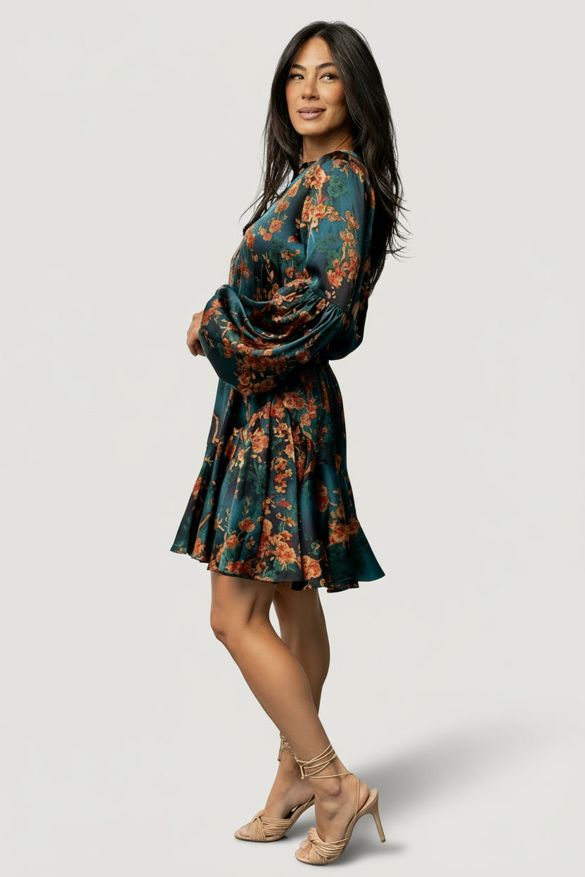 Venice Short Dress | Jade + Copper Floral