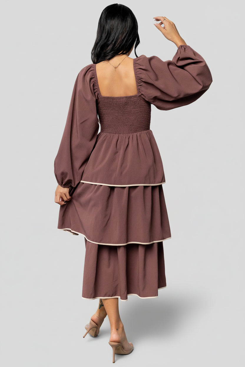 Baltic Born Womens Barcelona Tiered Dress | Vintage Plum