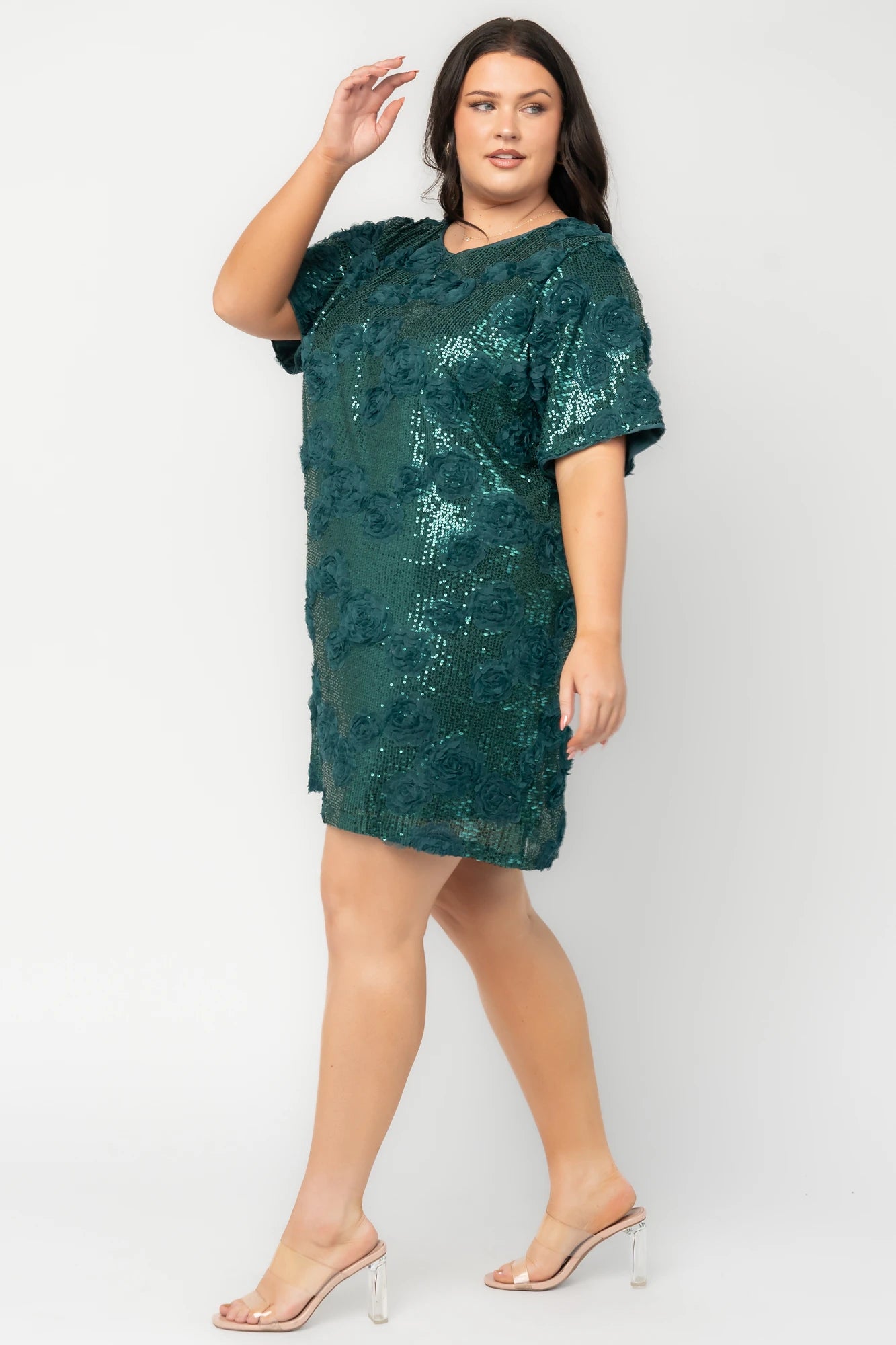 Rhea Sequin Short Dress | Dark Green