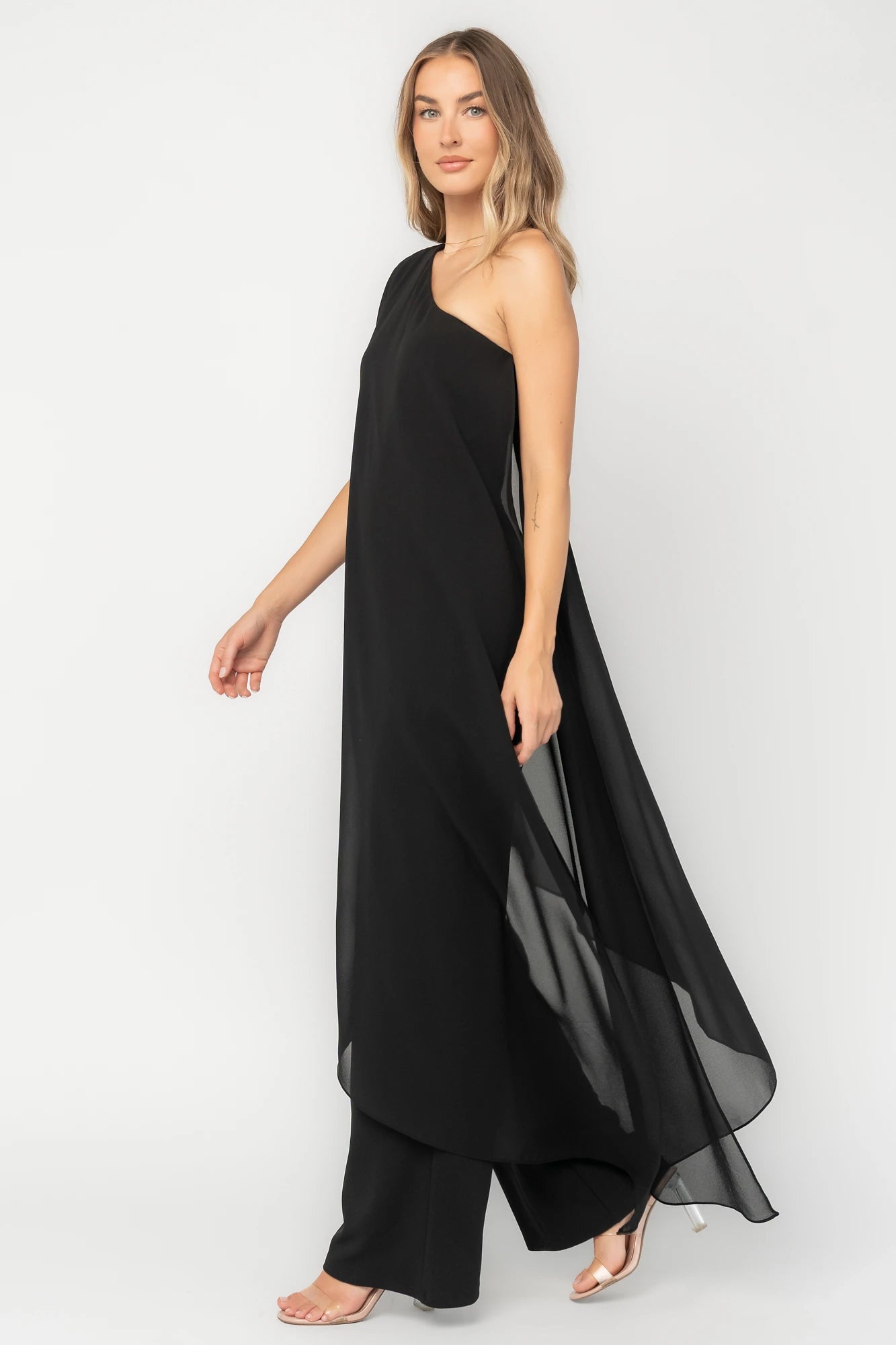 Penthouse One Shoulder Jumpsuit | Black