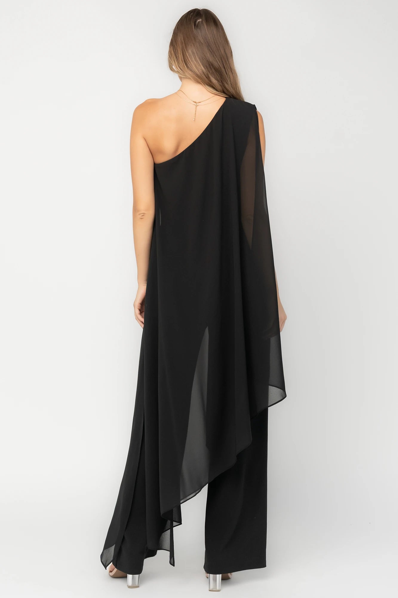 Penthouse One Shoulder Jumpsuit | Black