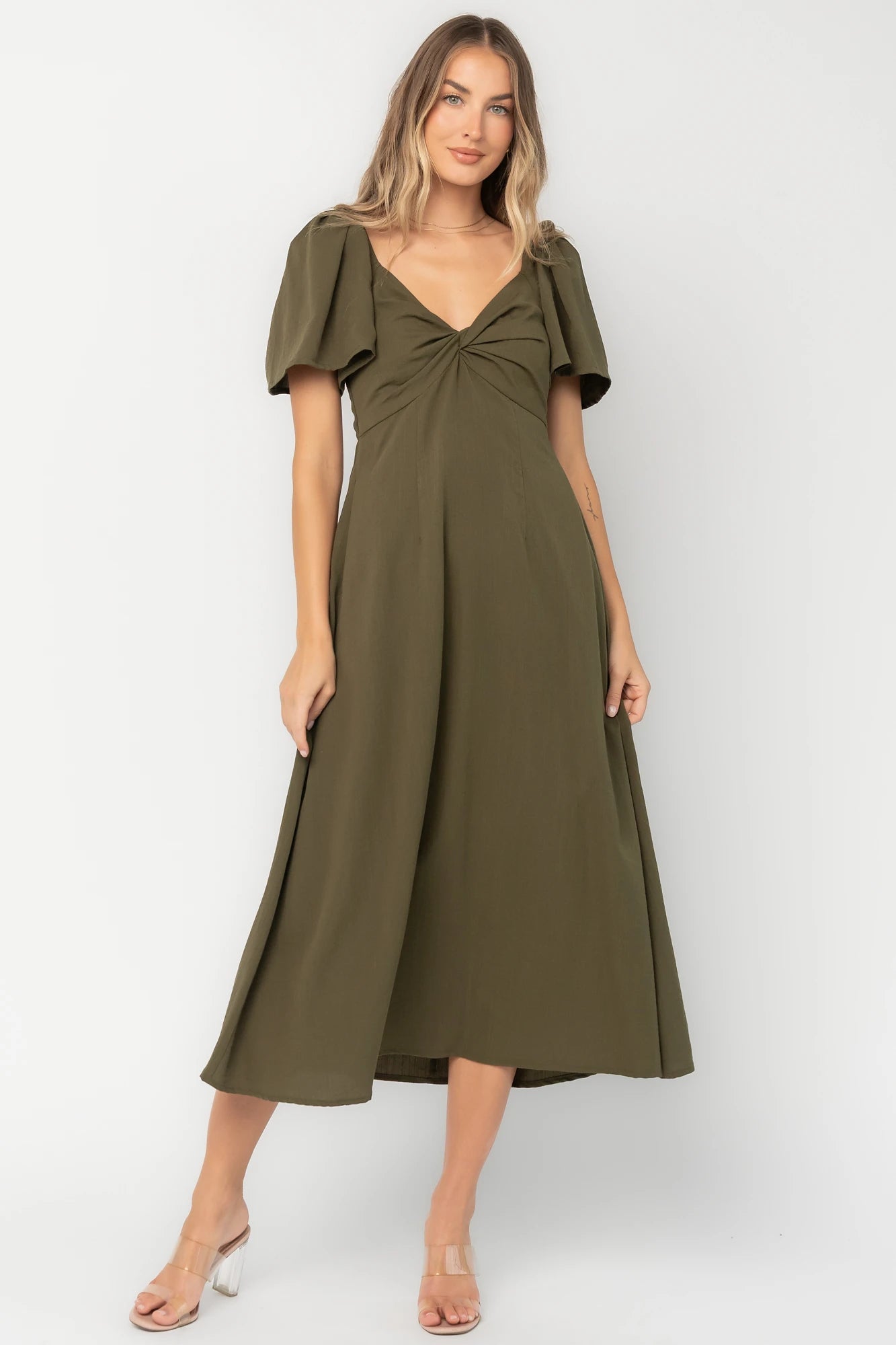 Indie Back Tie Dress | Olive