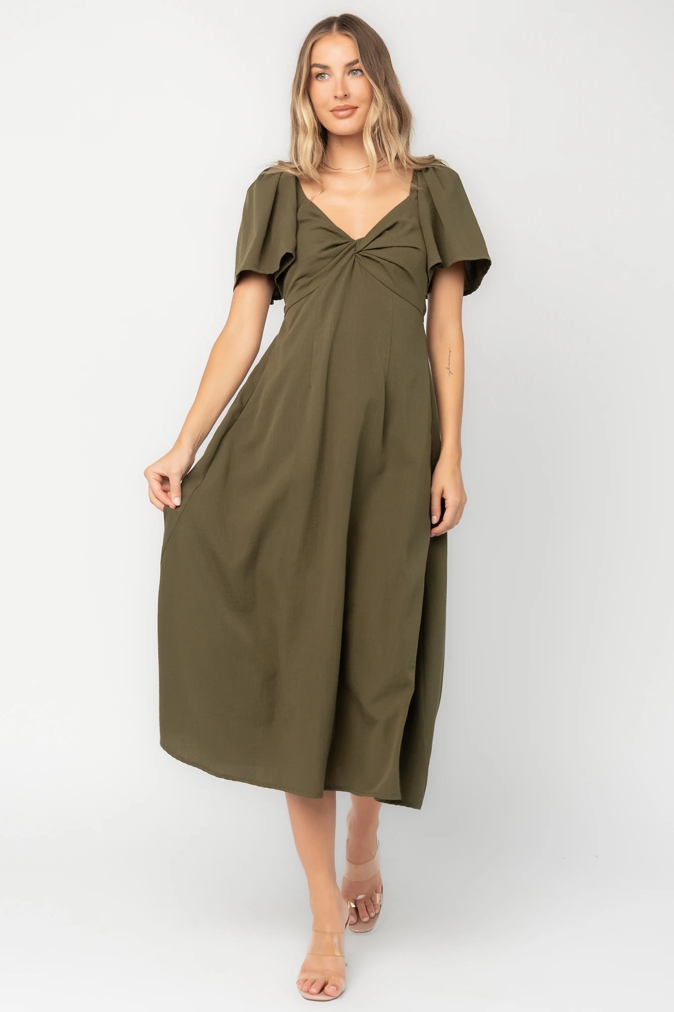 Indie Back Tie Dress | Olive