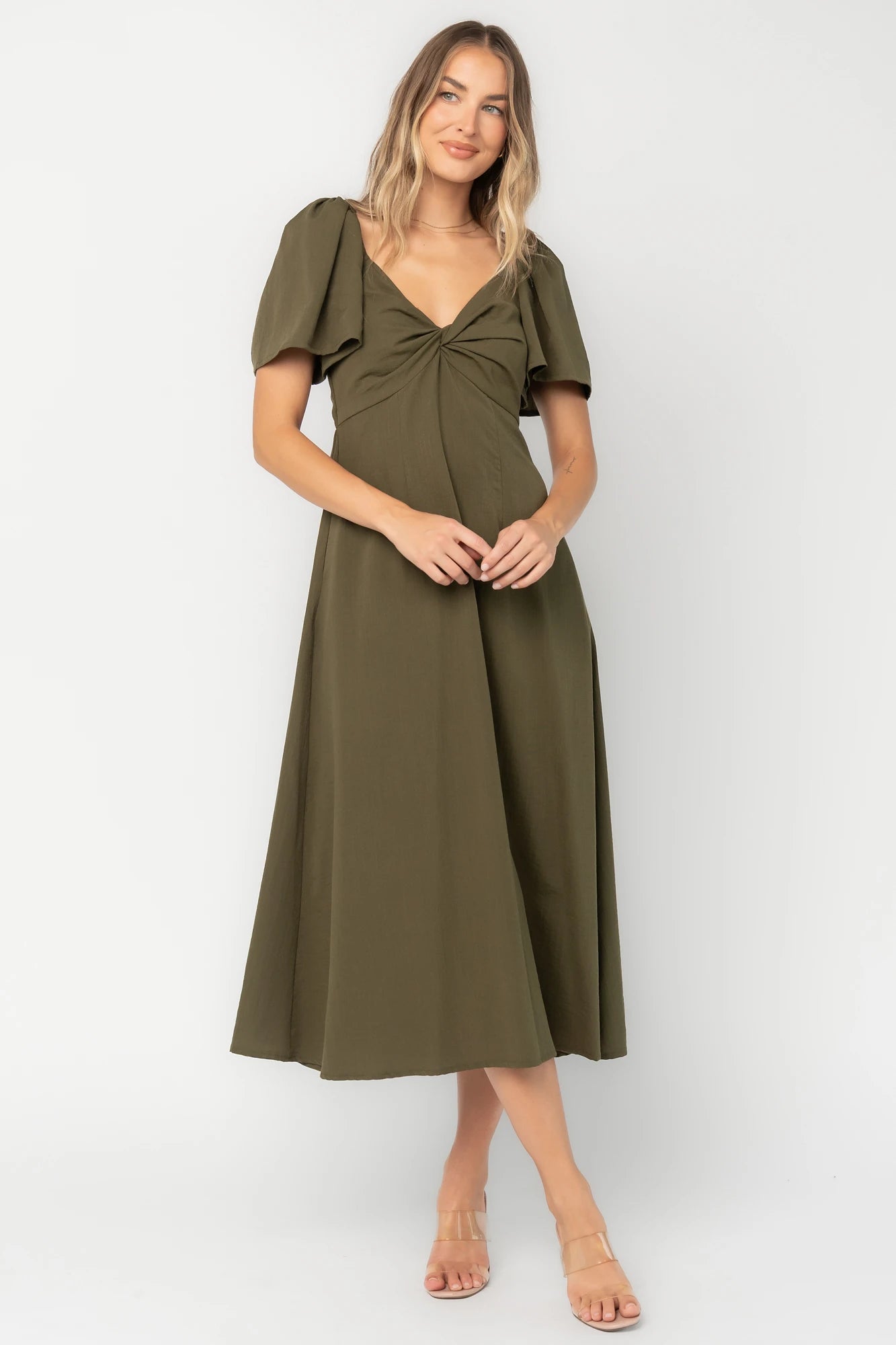Indie Back Tie Dress | Olive