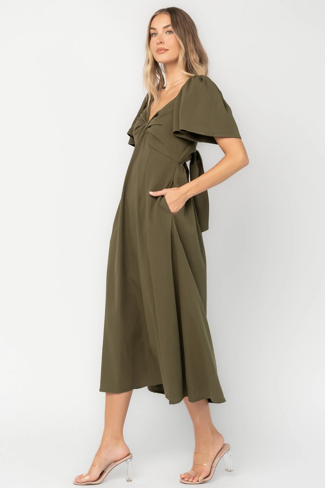 Indie Back Tie Dress | Olive