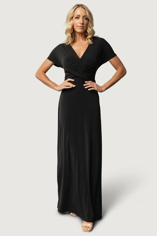 Annaeli Cross Front Maxi Dress | Black