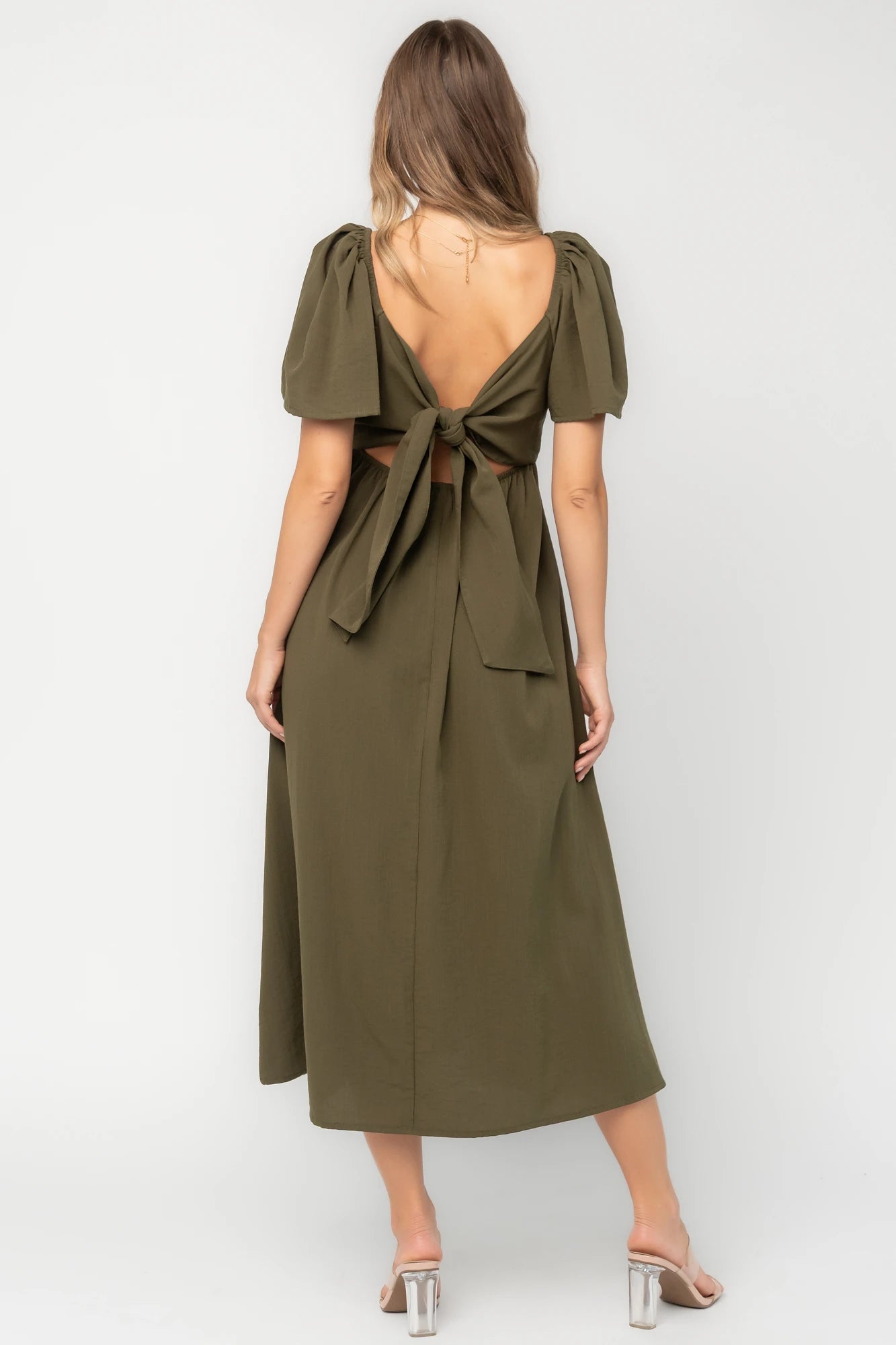 Indie Back Tie Dress | Olive
