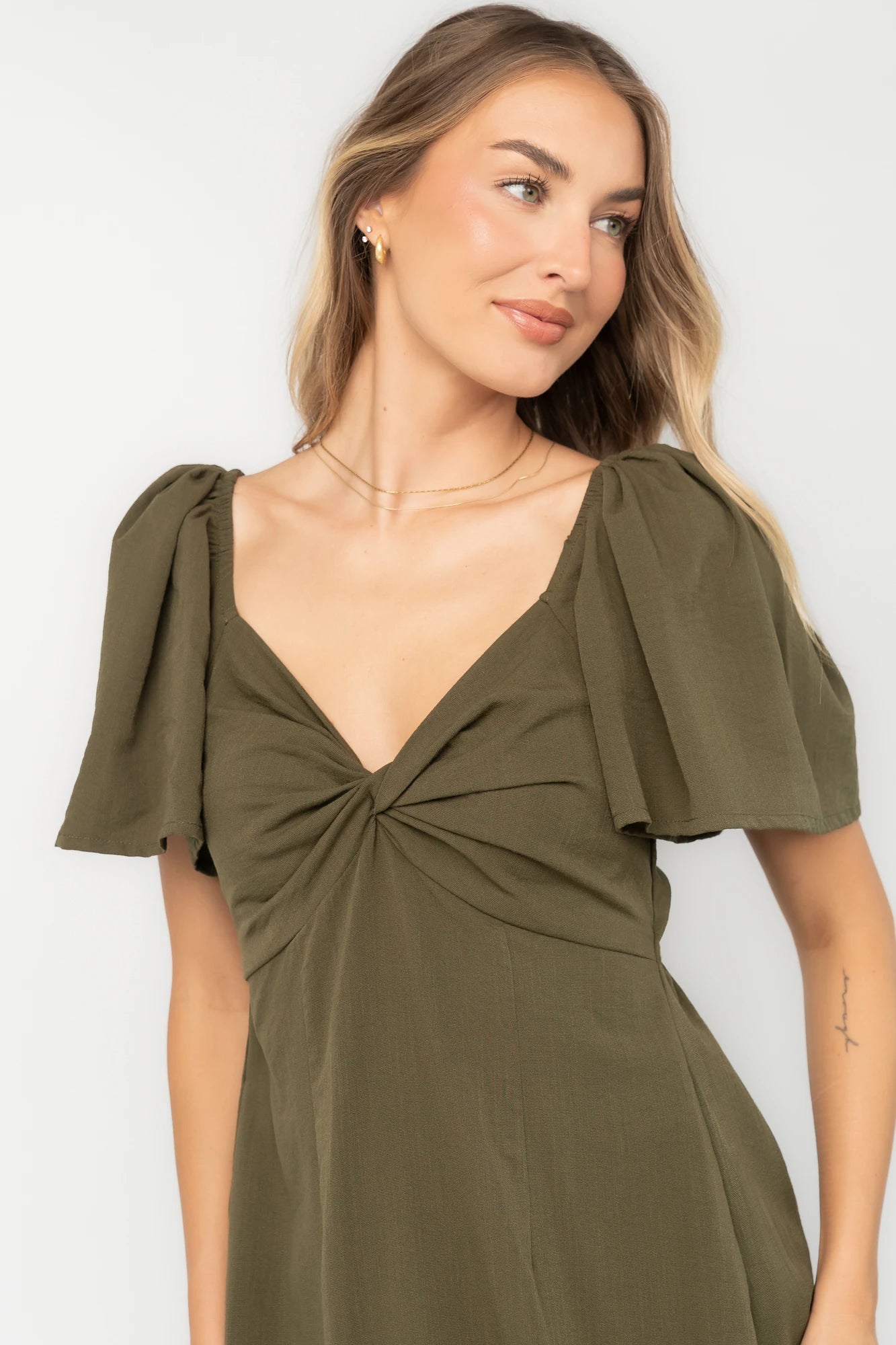 Indie Back Tie Dress | Olive