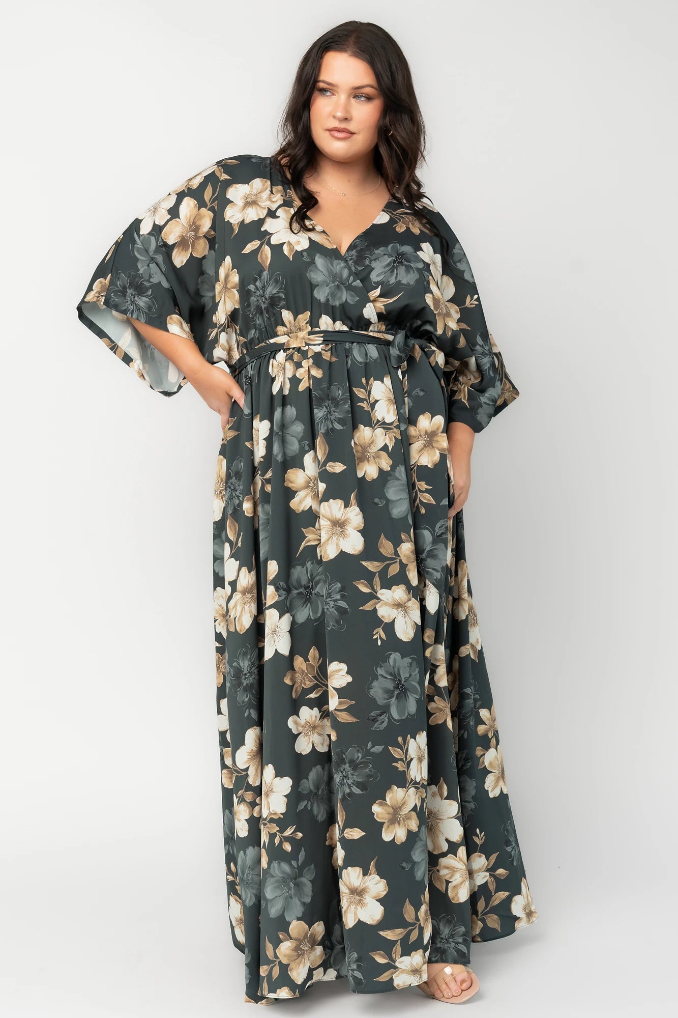 Hamilton Kimono Maxi Dress | Dark Jade Floral