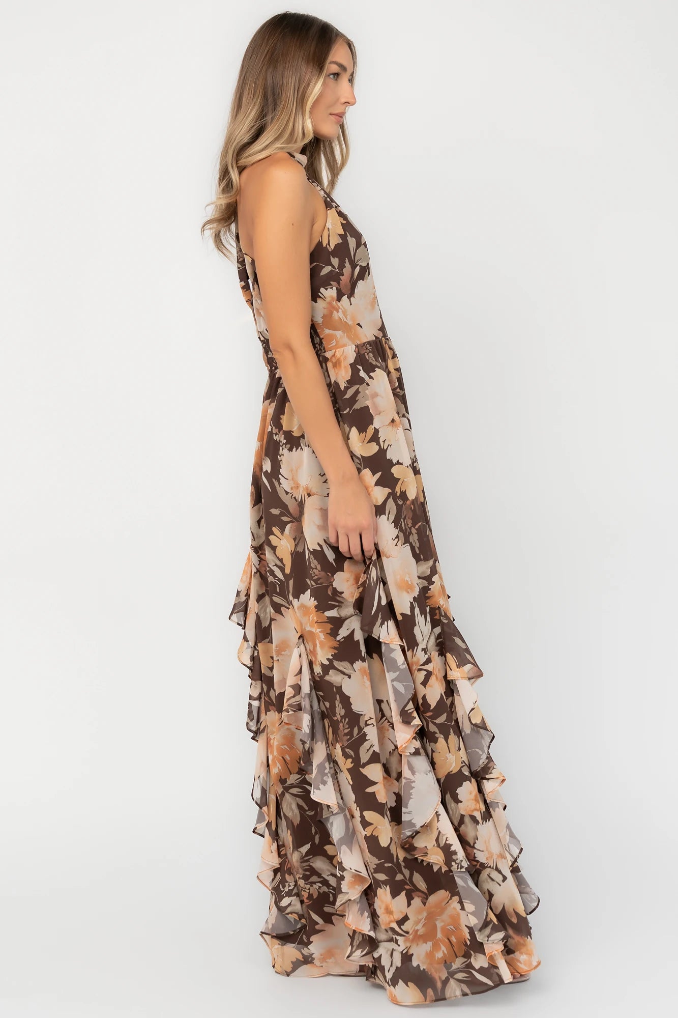 Elaine Maxi Dress | Brown Golden Floral