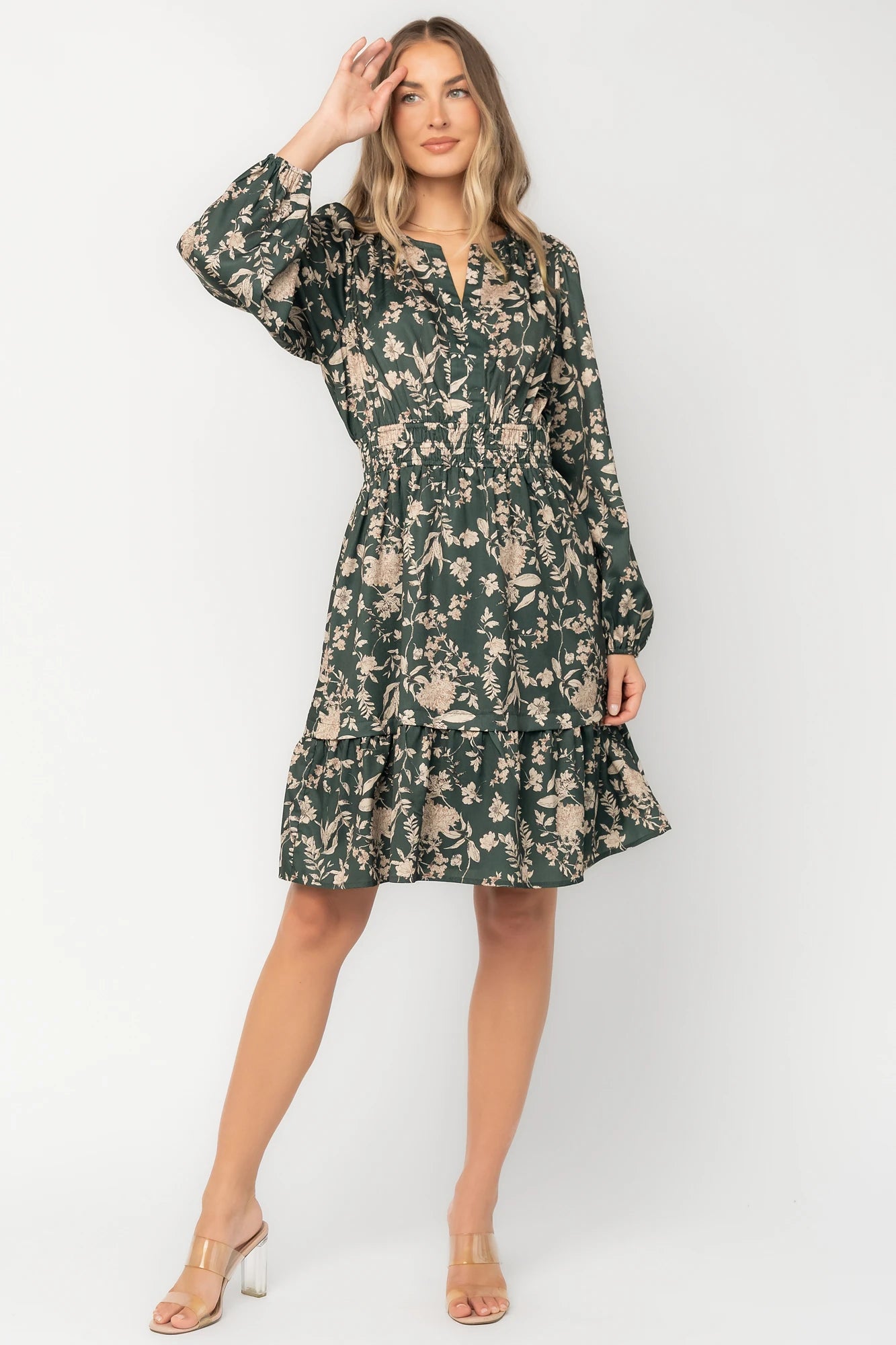 Harriet Short Dress | Green Floral