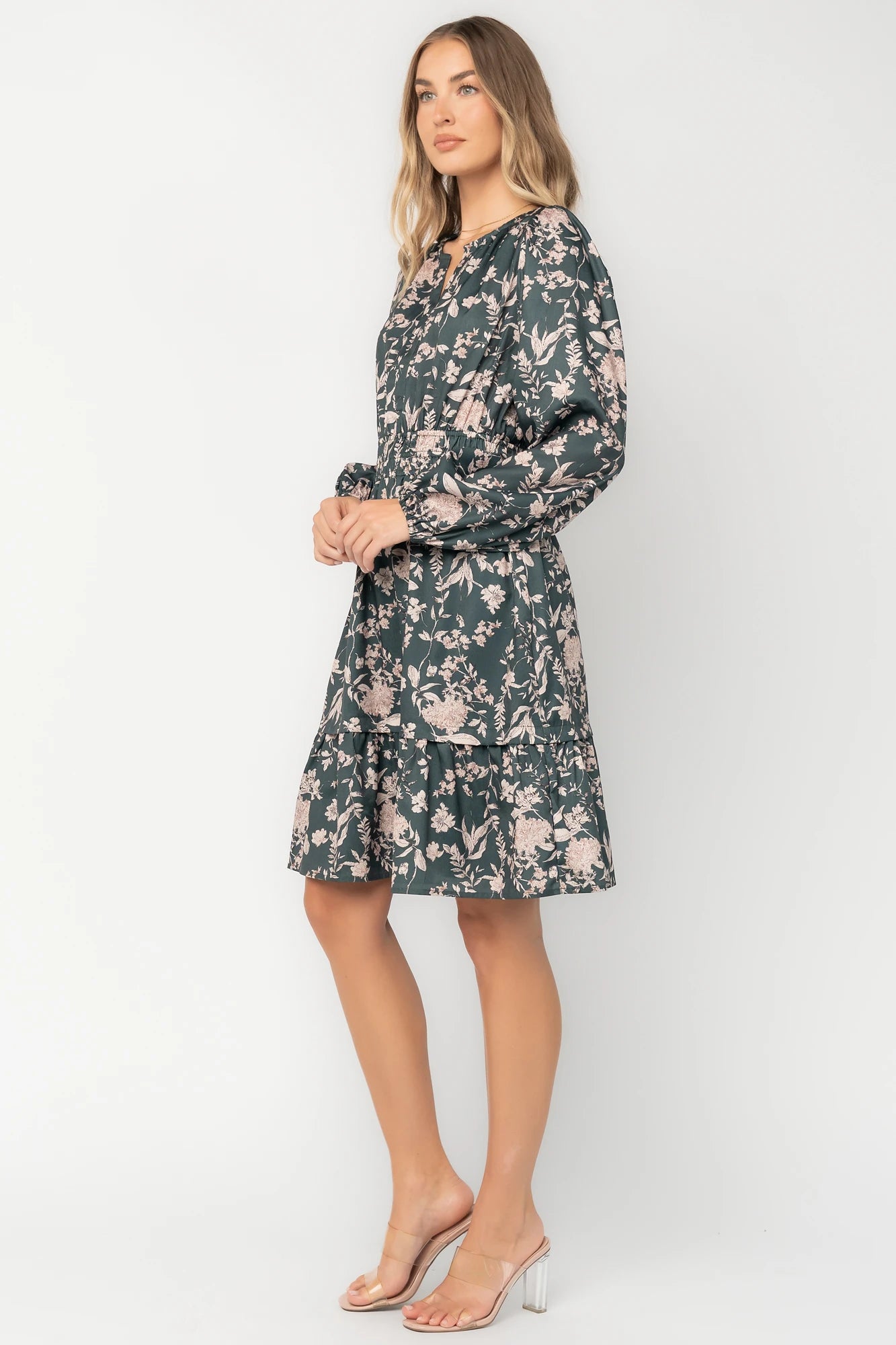 Harriet Short Dress | Green Floral
