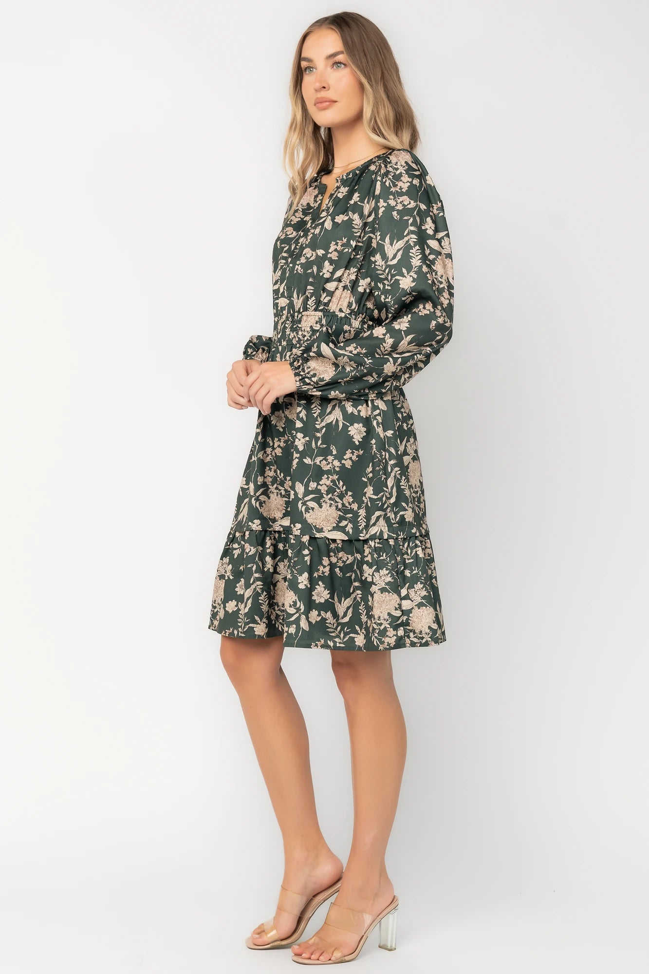 Harriet Short Dress | Green Floral