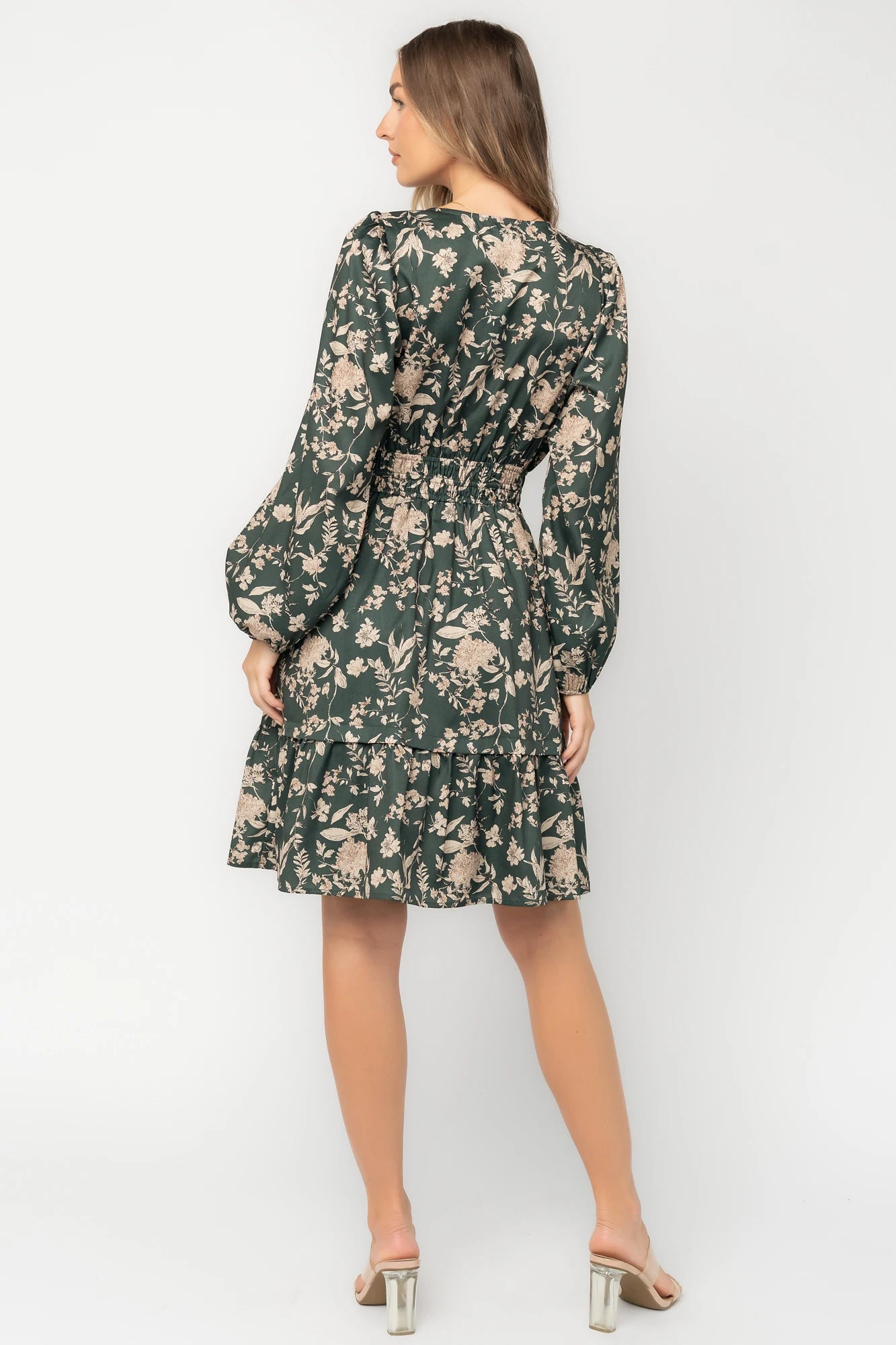 Harriet Short Dress | Green Floral
