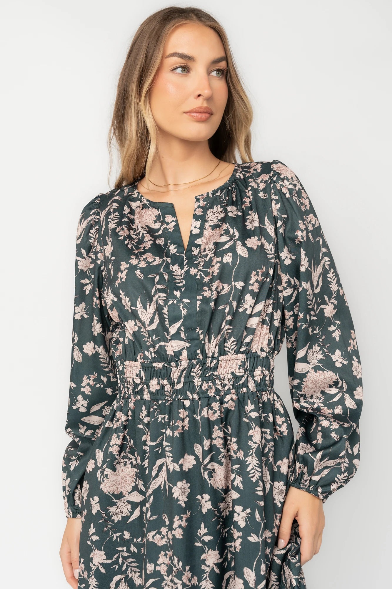 Harriet Short Dress | Green Floral