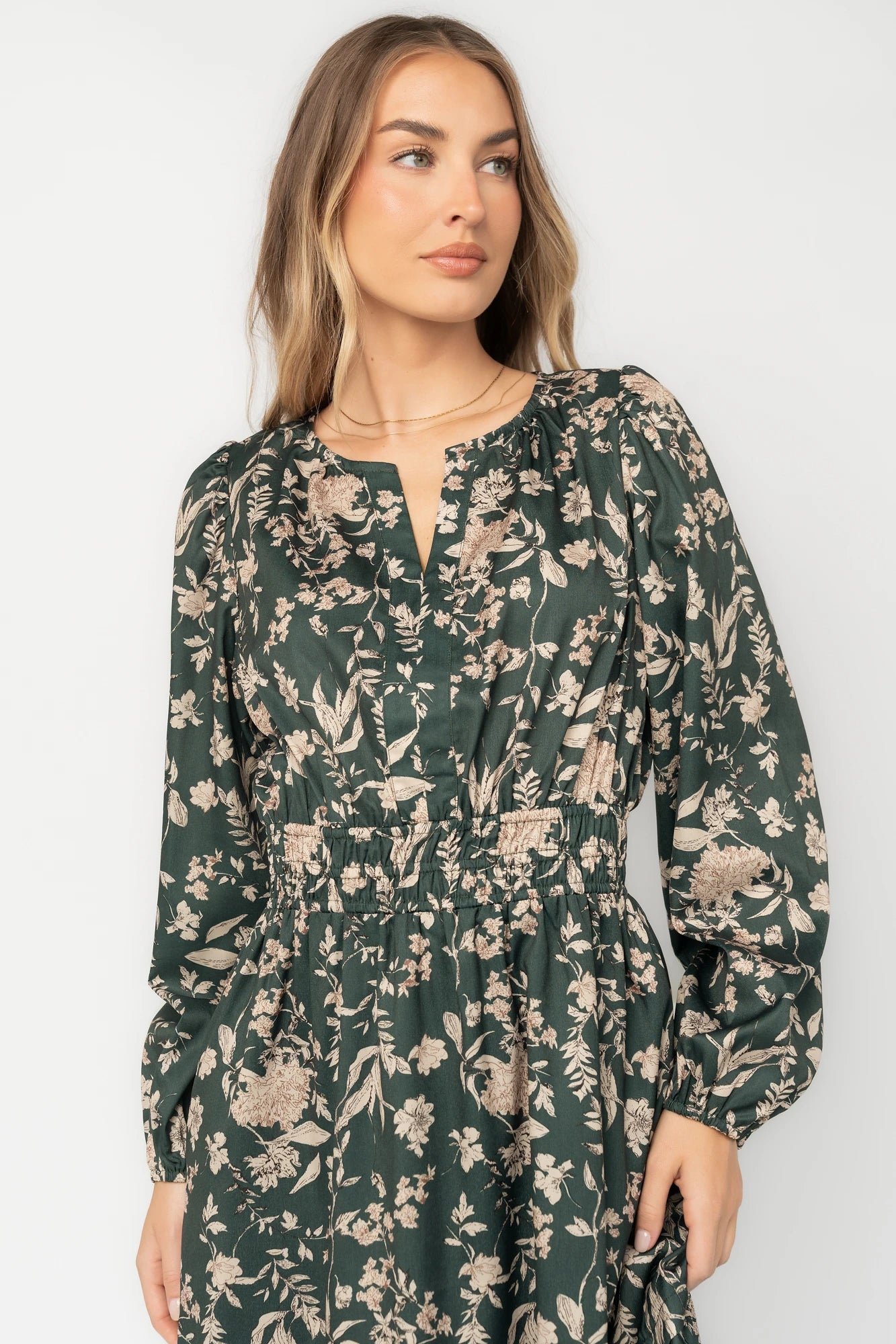 Harriet Short Dress | Green Floral