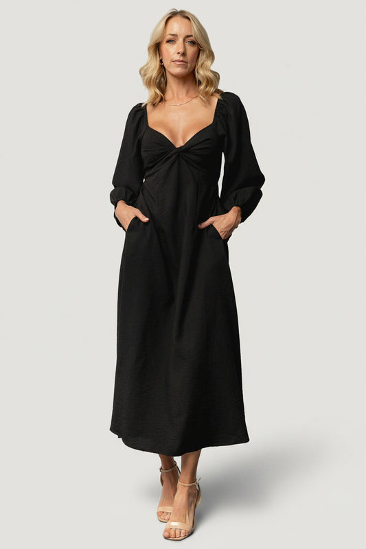 Rosalie Back Tie Dress | Black