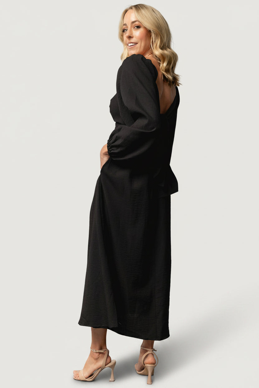 Rosalie Back Tie Dress | Black