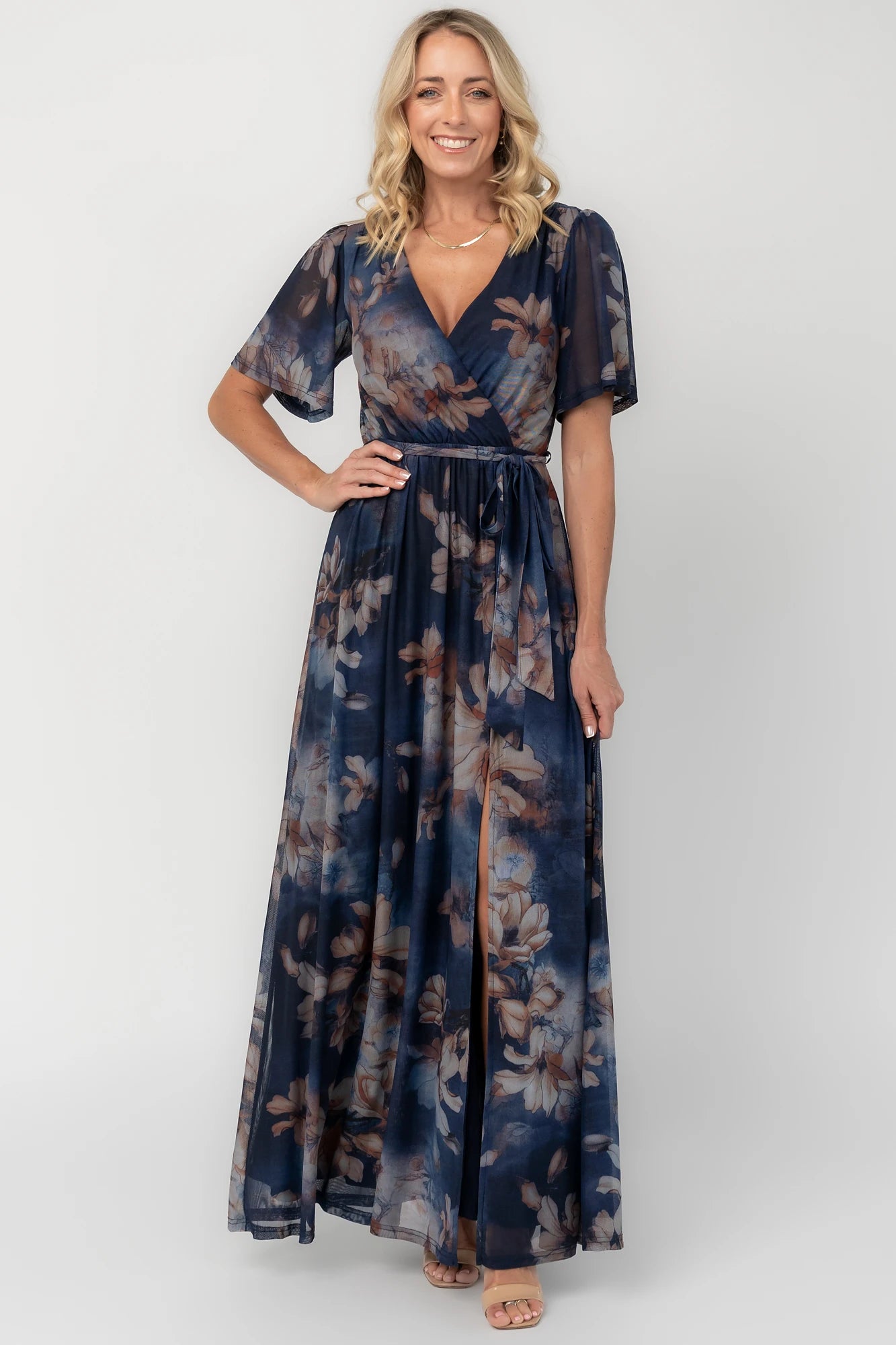 Kristina Mesh Maxi Dress | Navy Floral